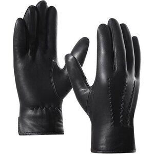 🆕Harssidanzar Men's Black Luxury Italian Sheepskin Wool Lined Leather Gloves